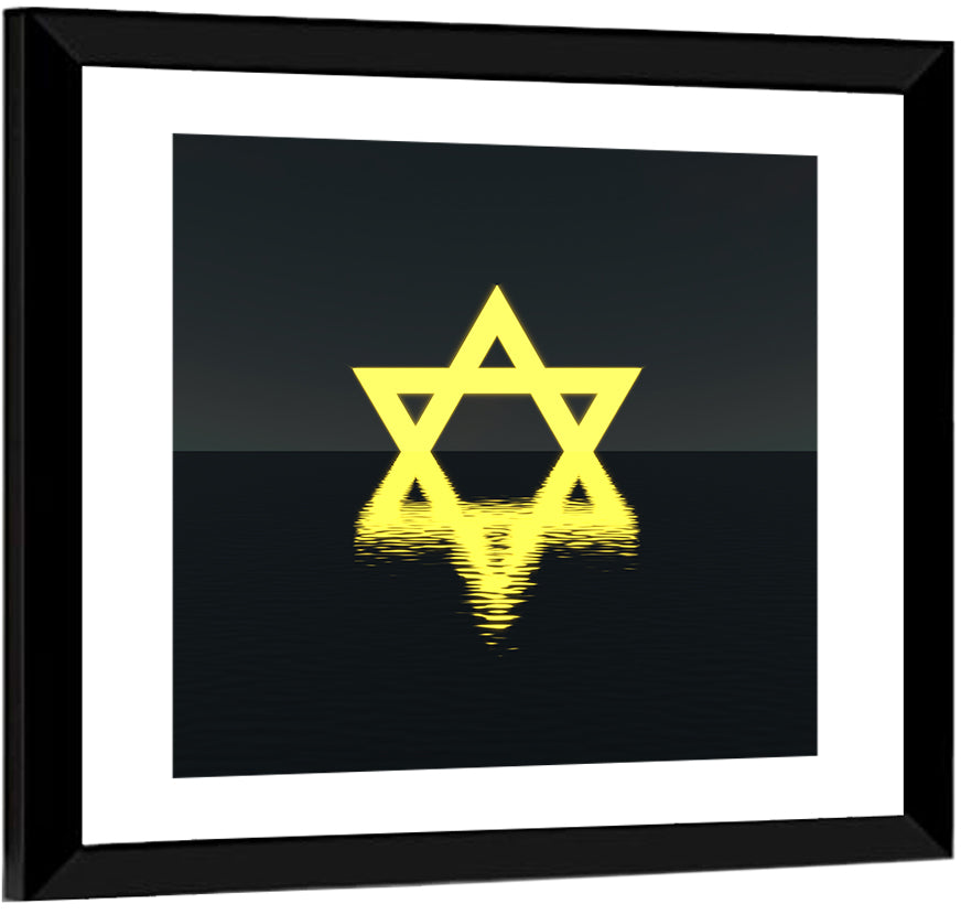 Glowing Star of David Reflection Wall Art