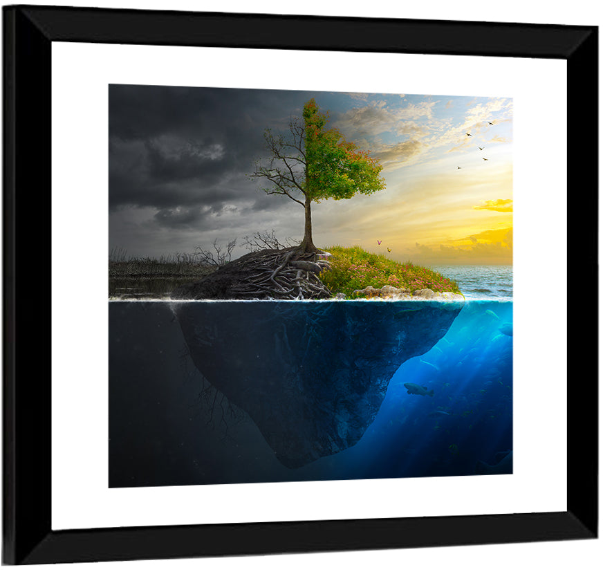 Split Island Tree of Duality Wall Art