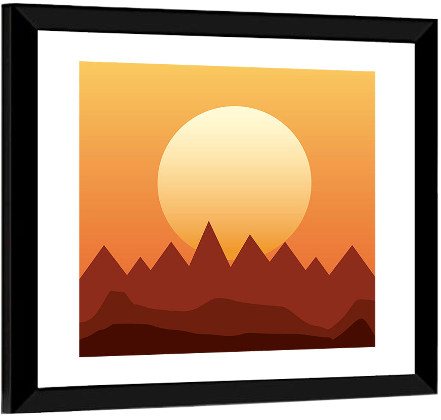 Geometric Mountain Sunset Wall Art