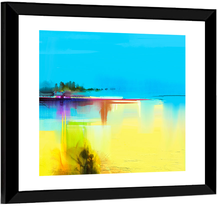 Sunlit Abstract Coastline in Spring Colors Wall Art