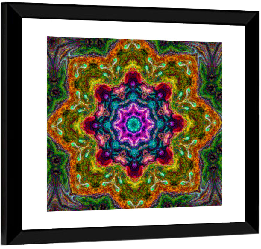 Vibrant Kaleidoscopic Mandala Ornament Wall Art