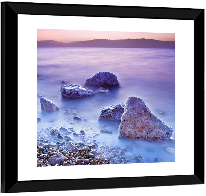 Dead Sea Salt Rocks at Dawn Wall Art as a framed print
