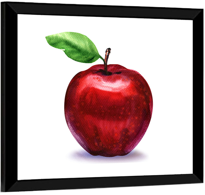 Red Apple Watercolor Wall Art as a framed print