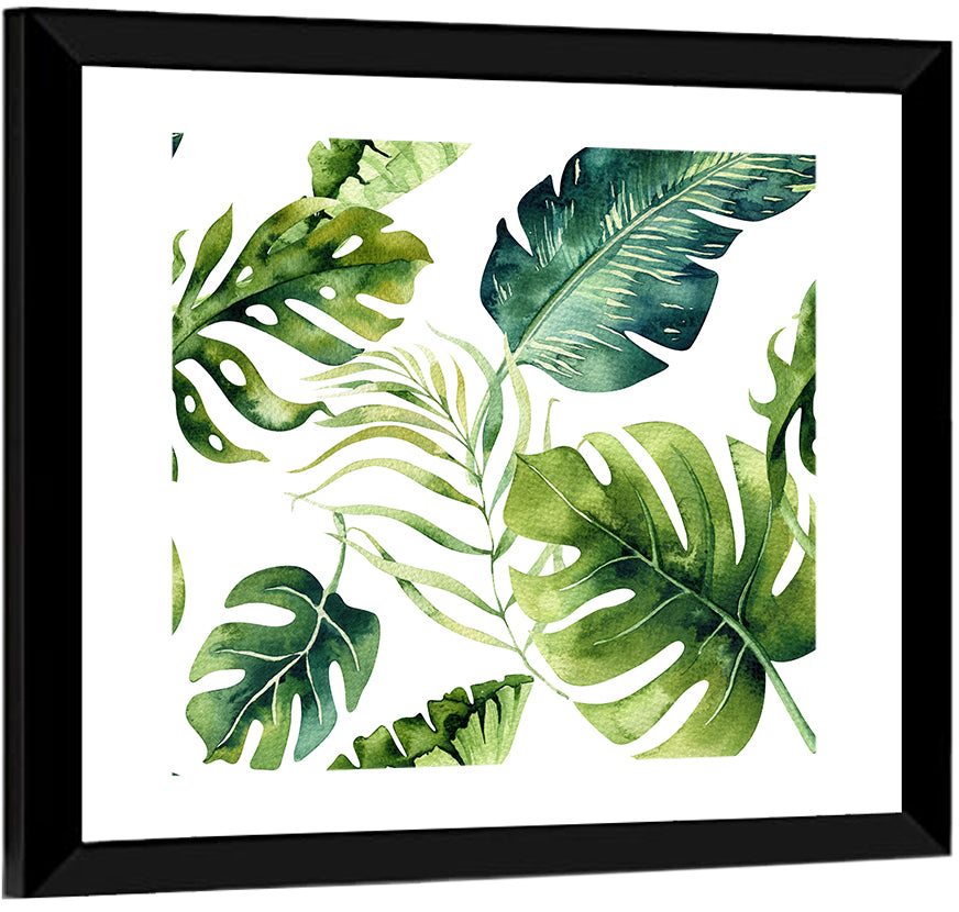 Tropical Watercolor Leaves Wall Art
