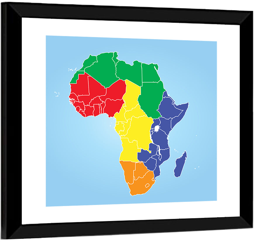 Color Coded Africa Map Wall Art
