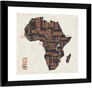 Africa Map With Text Wall Art