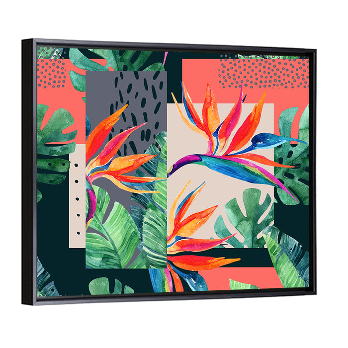 Tropical Leaves Collage Wall Art as a framed canvas