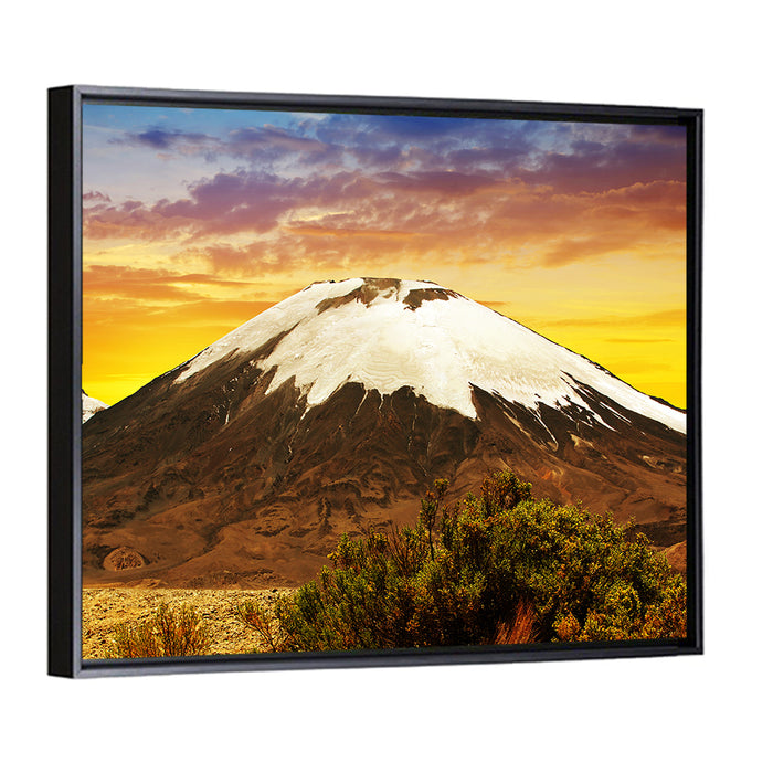 Parinacota Volcano Wall Art as a framed canvas