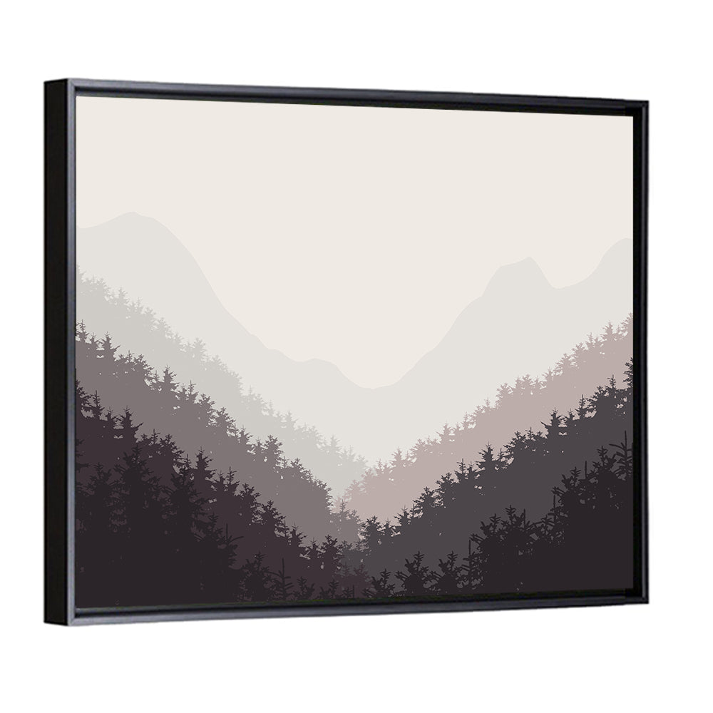 Misty Mountain Valley Illustration Wall Art