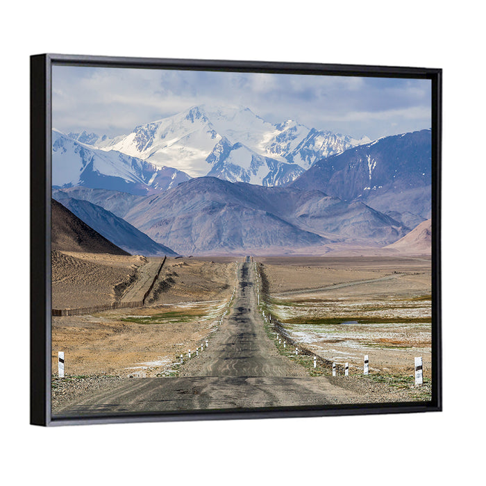 Pamir Mountain Road Wall Art as a framed canvas