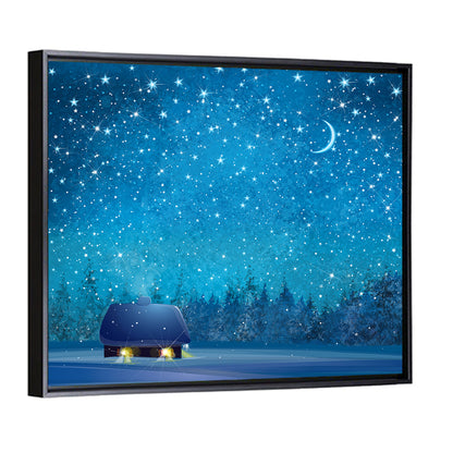 Winter Wonderland Night Illustration Wall Art