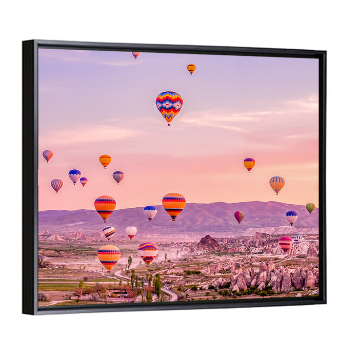 Cappadocia Hot Air Balloons Wall Art as a framed canvas