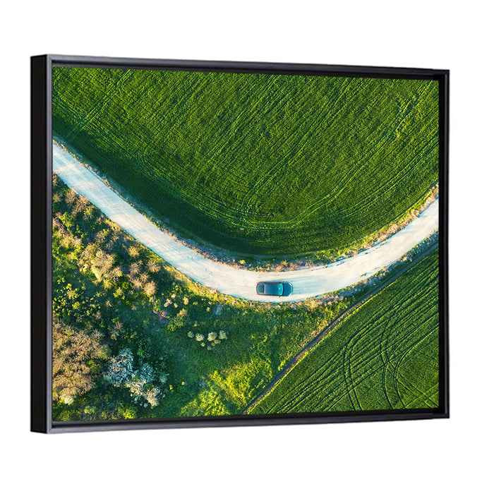Aerial Farm Fields at Golden Hour Wall Art as a framed canvas