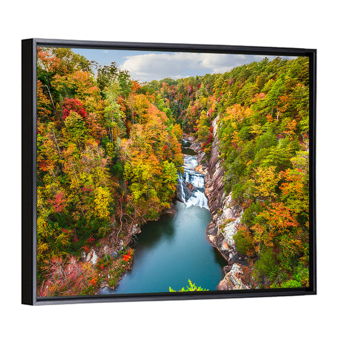Tallulah Gorge Waterfall Wall Art as a framed canvas