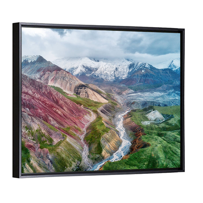 Mount Lenin Glacial Valley Wall Art as a framed canvas