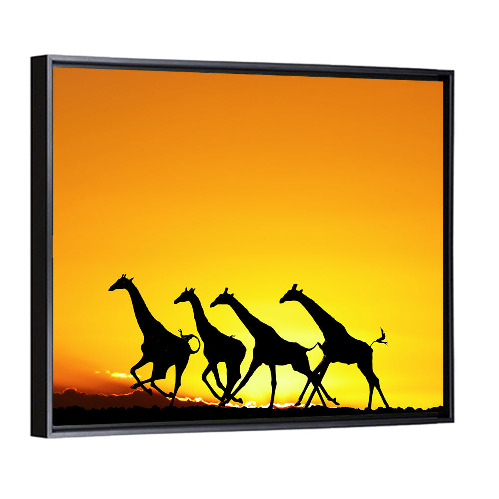 Savanna Giraffes at Sunset Wall Art