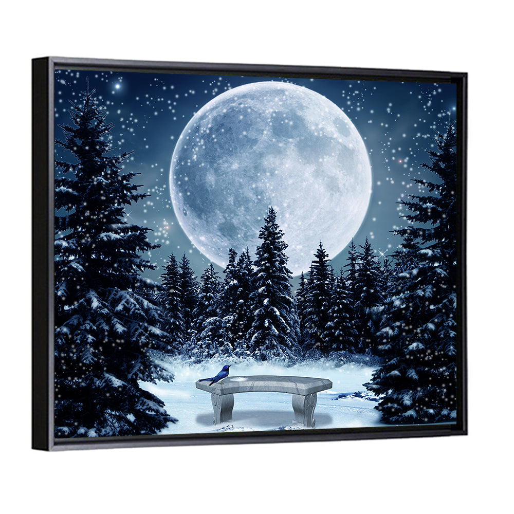 Full Moon Over Snowy Pines Wall Art