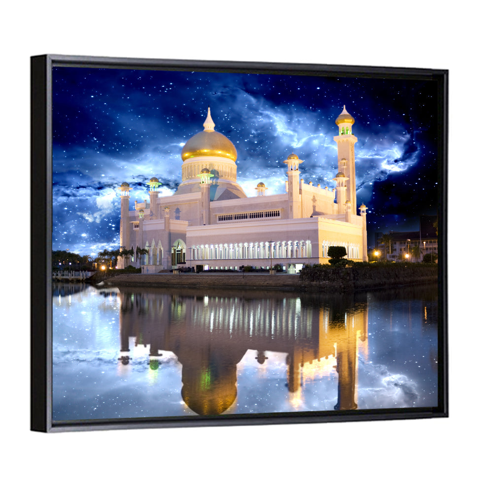 Omar Ali Saifuddien Mosque at Night Wall Art