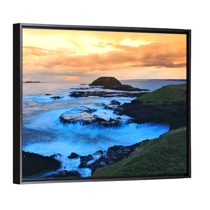 Phillip Island Cliffs at Sunset Wall Art as a framed canvas