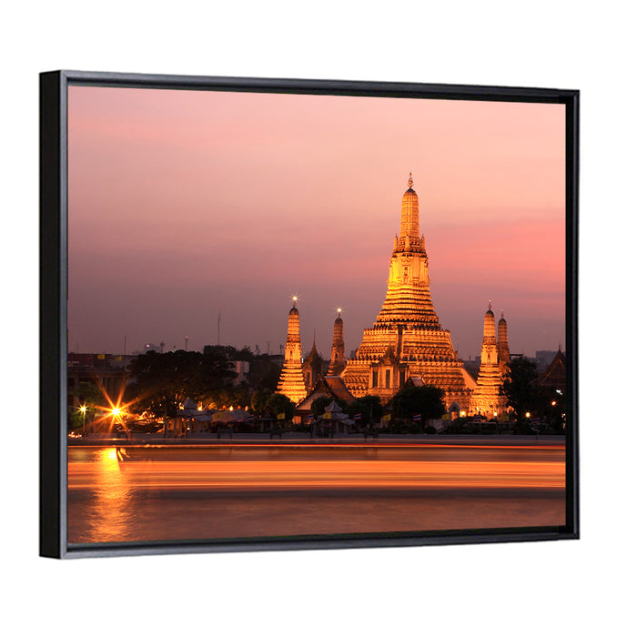 Wat Arun at Dusk Wall Art as a framed canvas