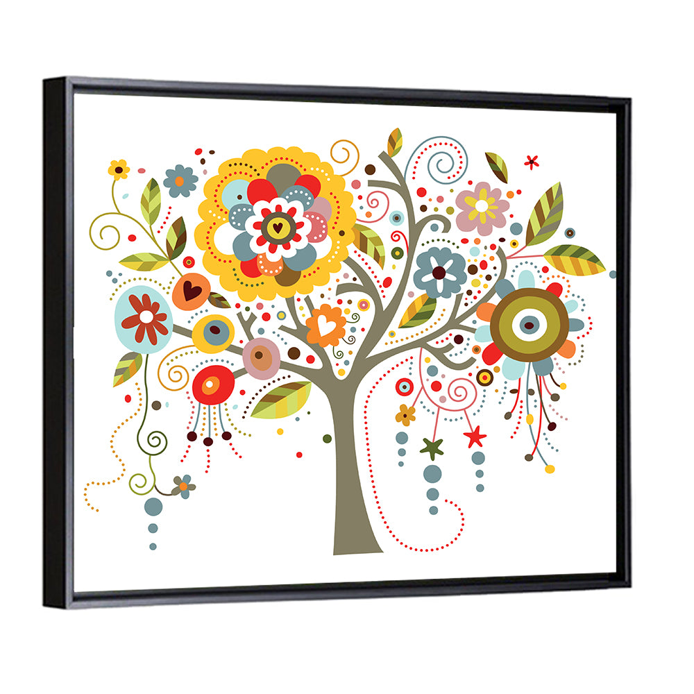 Whimsical Floral Tree Illustration Wall Art