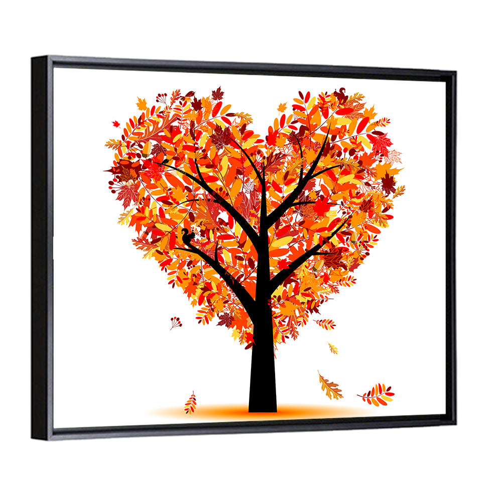 Autumn Heart Tree Illustration Wall Art