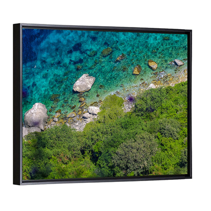 Capri Island Coast Wall Art as a framed canvas