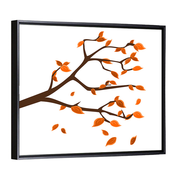 Golden Winter Leaves Illustration Wall Art as a framed canvas