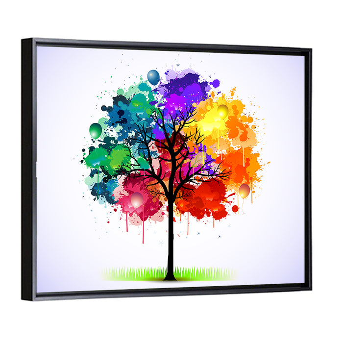 Watercolor Splash Tree Wall Art as a framed canvas