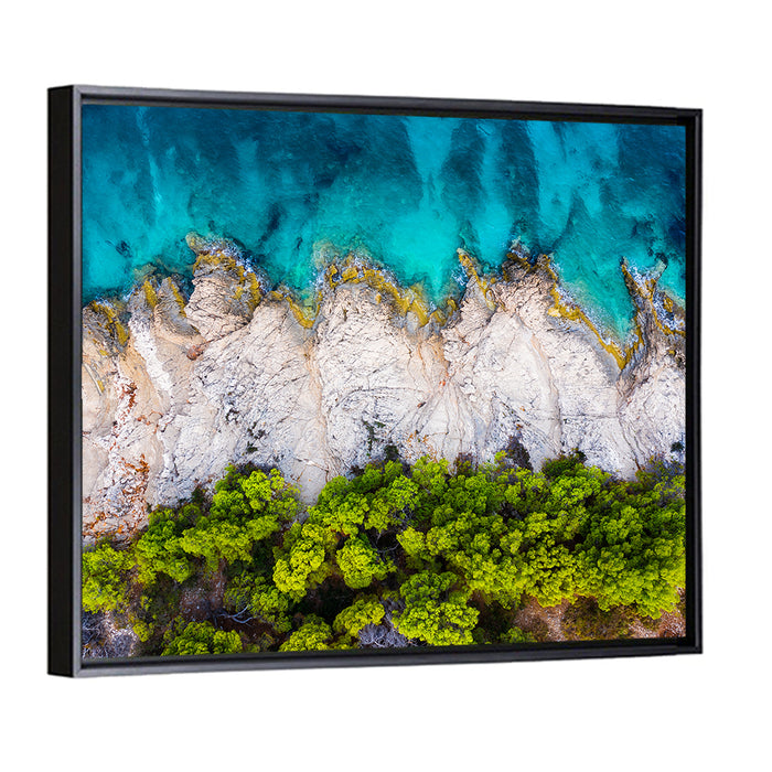 Croatian Coastscape Wall Art as a framed canvas