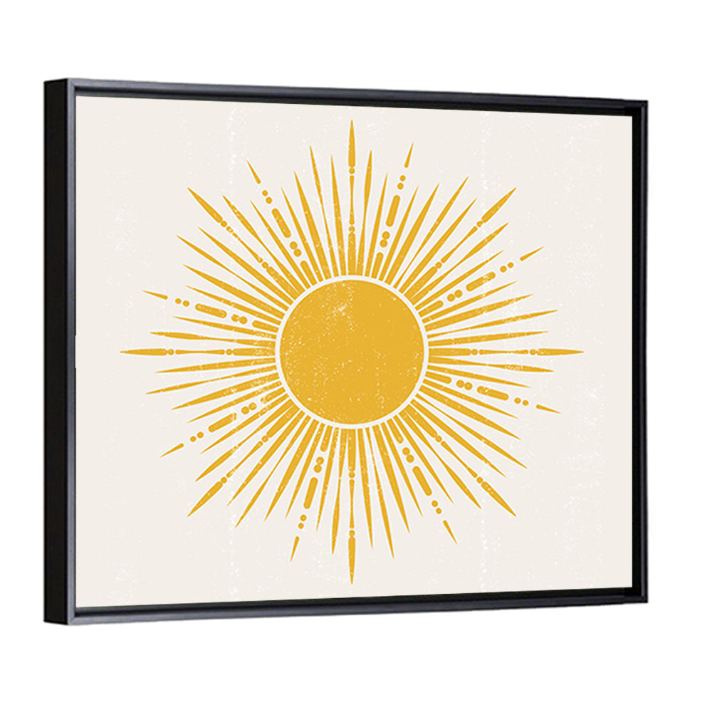Golden Sunburst Boho Minimalist Wall Art