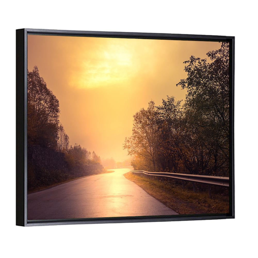 Windy Misty Forest Road Wall Art