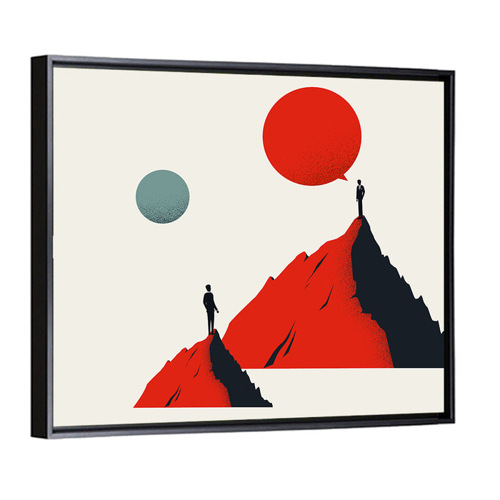 Peak Conversation Minimalist Illustration Wall Art as a framed canvas