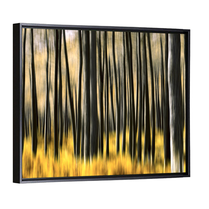 Golden Abstract Forest Wall Art as a framed canvas