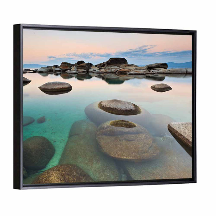 Sand Harbor Dusk, Lake Tahoe Wall Art as a framed canvas