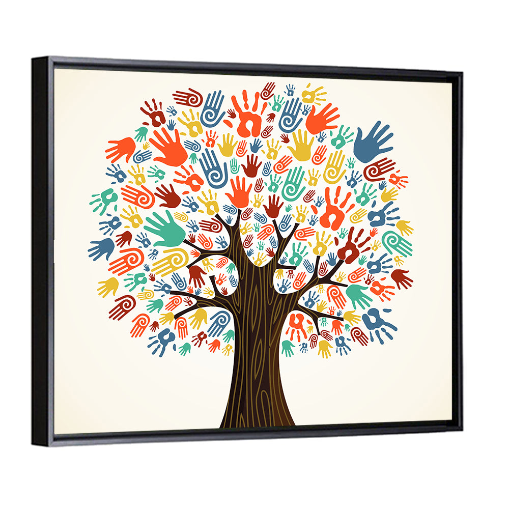 Colorful Handprint Tree Wall Art