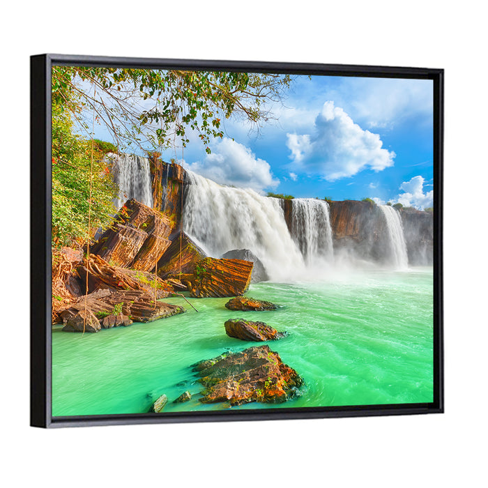 Dray Nur Waterfall Wall Art as a framed canvas