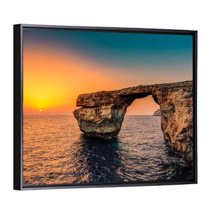 Azure Window Sunset, Dwejra Wall Art as a framed canvas