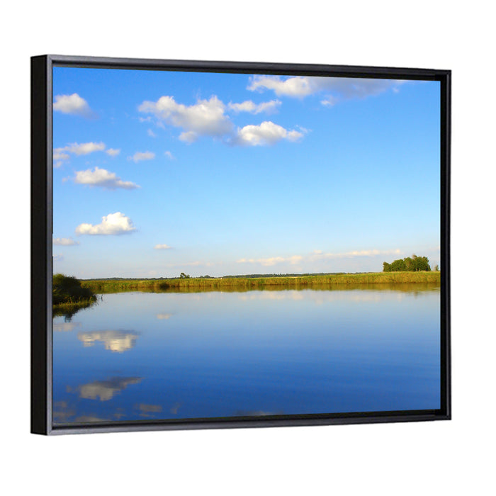 Lake Puckaway Reflection Wall Art as a framed canvas