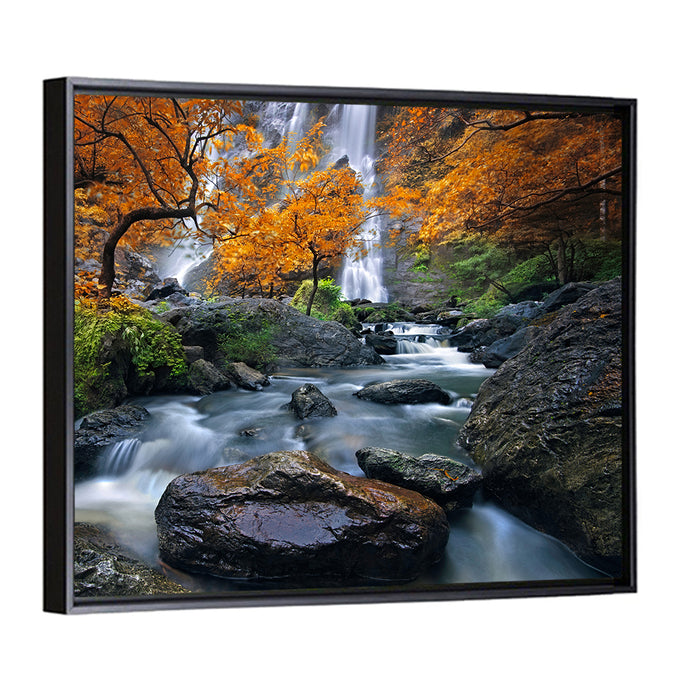 Konglan Autumn Waterfall Wall Art as a framed canvas