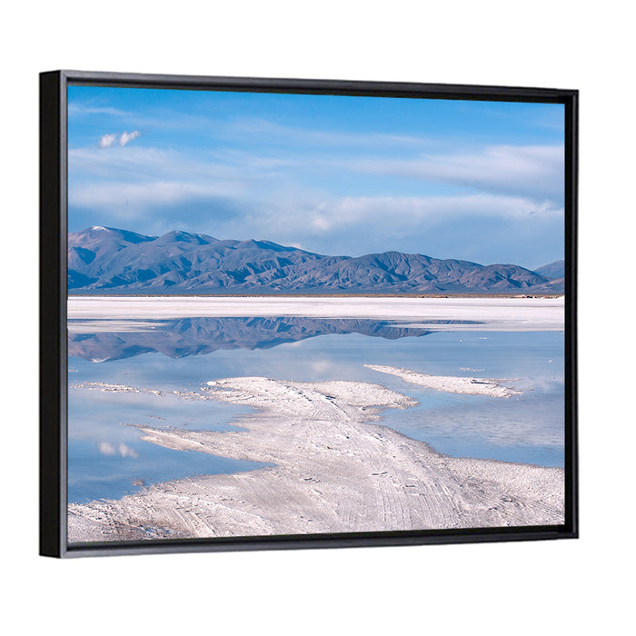 Salinas Grandes Salt Flats Wall Art as a framed canvas