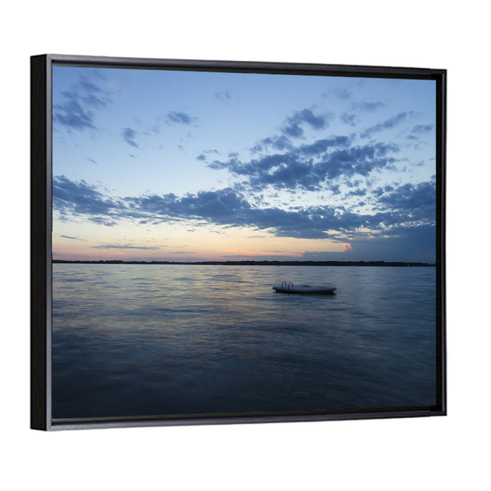 Lake Okoboji at Twilight Wall Art as a framed canvas