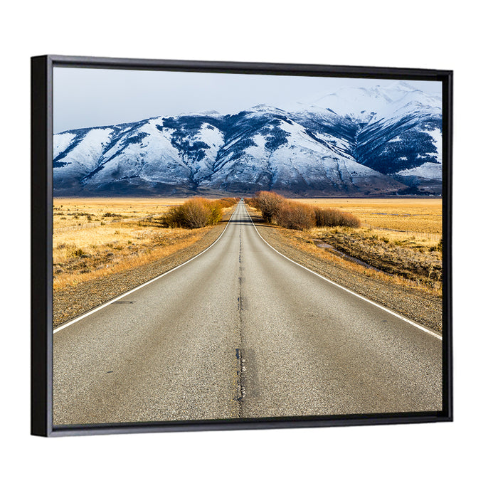 El Calafate Road with Snow Peaks Wall Art as a framed canvas