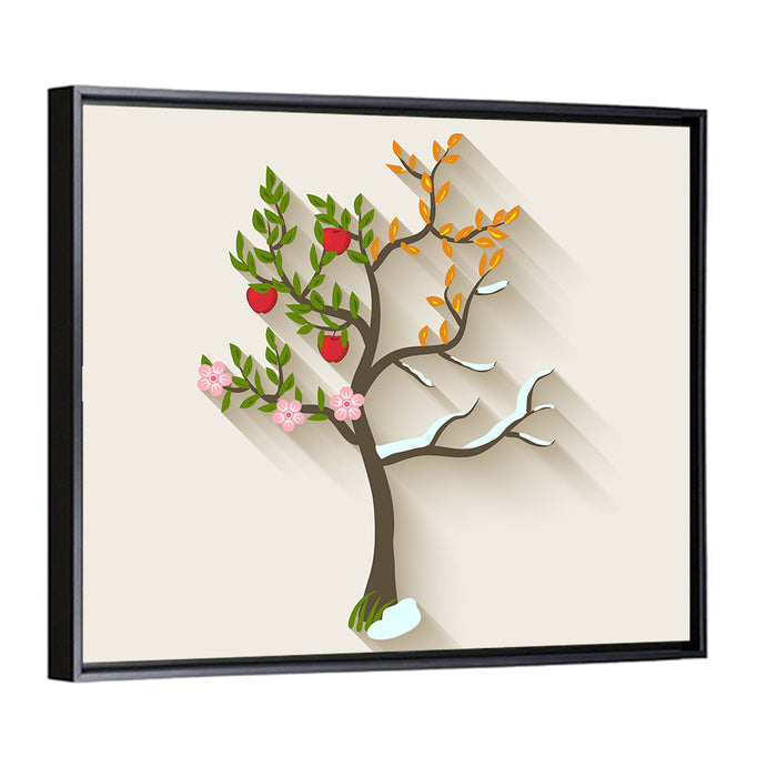 Four Seasons Tree Wall Art as a framed canvas