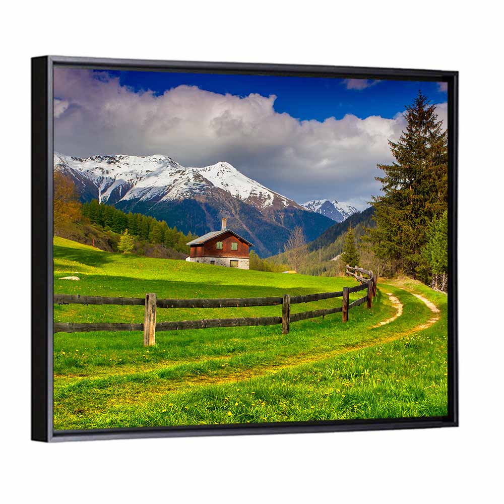 Alpine Meadow Cabin, Swiss Alps Wall Art