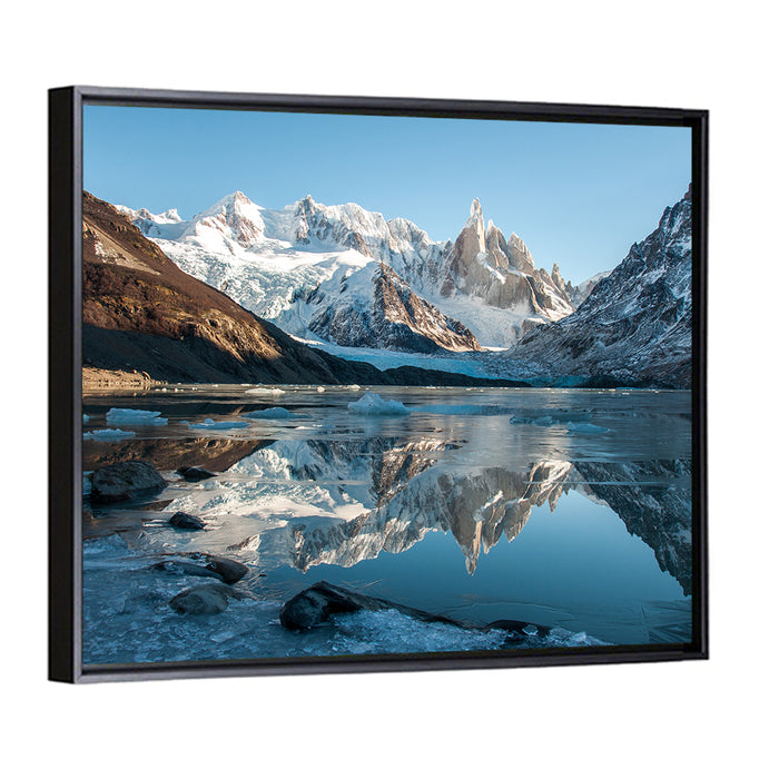 Cerro Torre Reflection, Laguna Torre Wall Art as a framed canvas