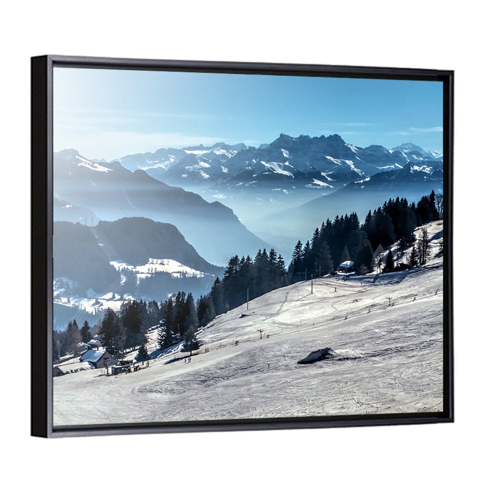 Sunlit Alpine Ski Slope Wall Art