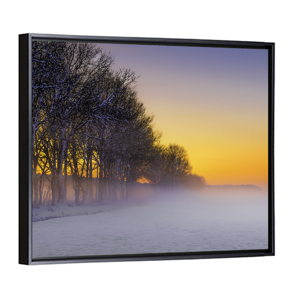 Foggy Winter Sunset Wall Art