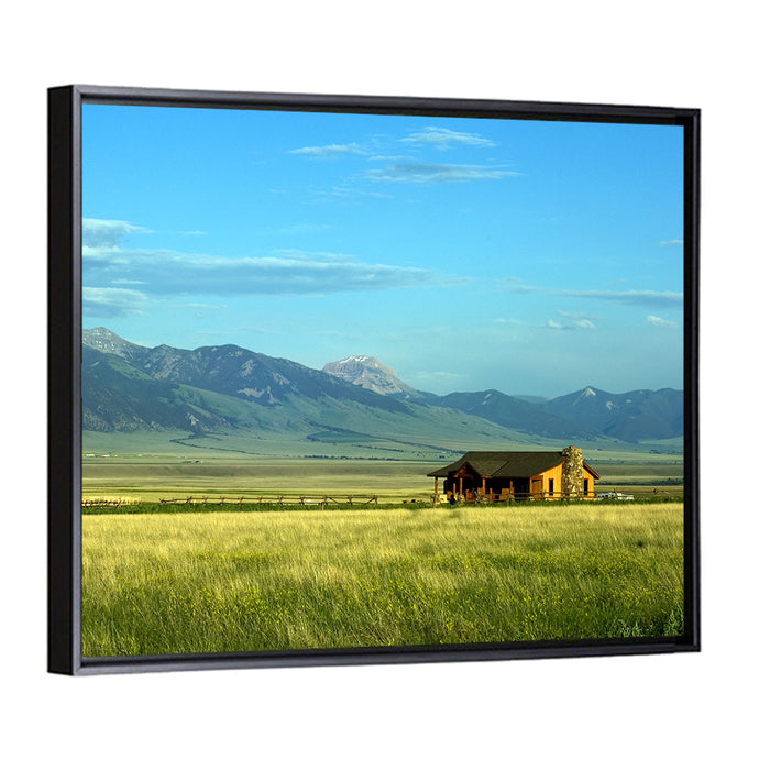 Montana Mountain Ranch Wall Art as a framed canvas