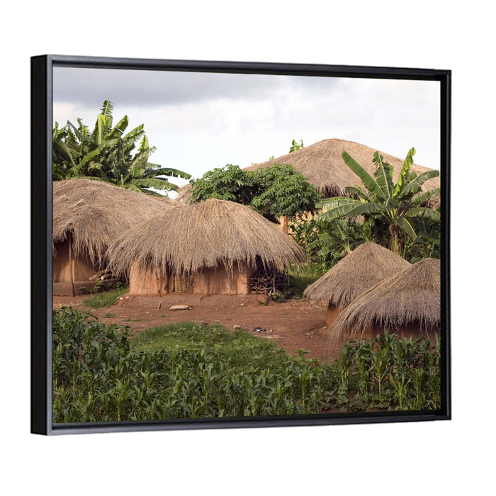 Thatched Roof Huts Wall Art as a framed canvas